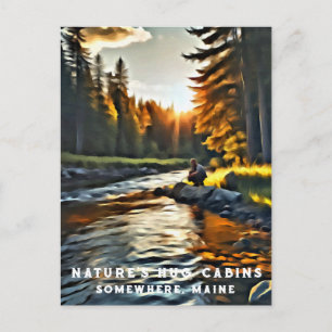Cartão Postal *~* Man Sun Fish Stream AP49 River Maine