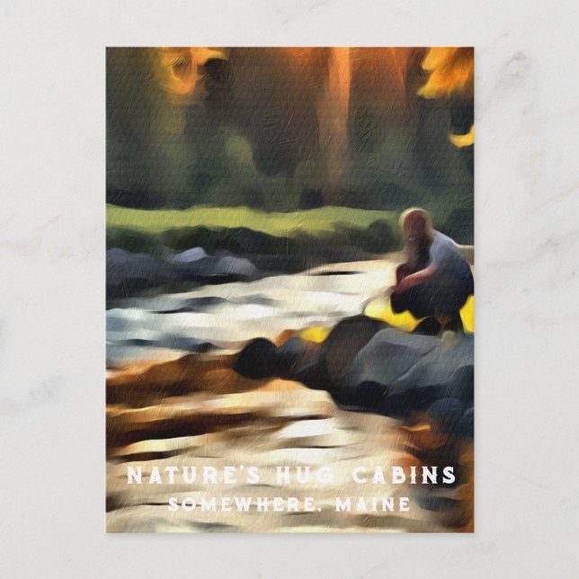 Cartão Postal *~* Man Sun Fish Stream Maine AP49 River (Frente)