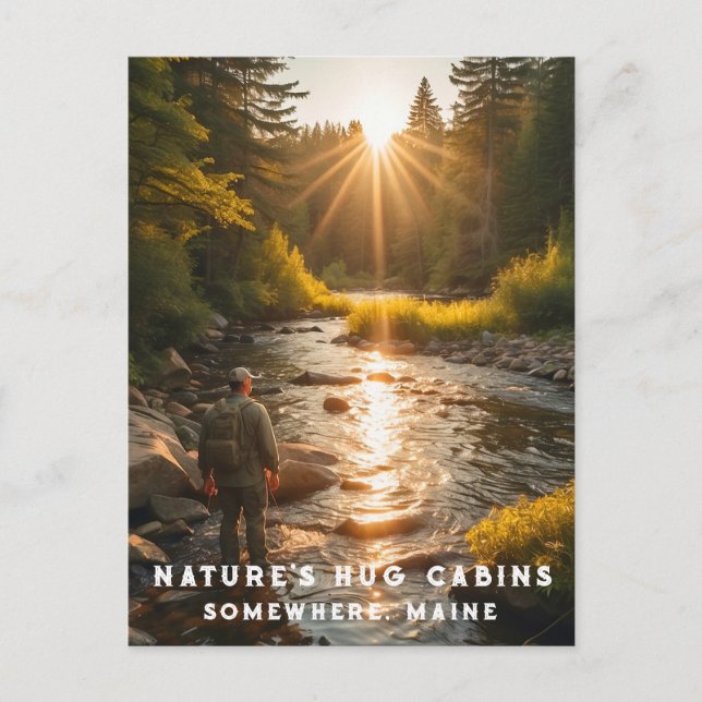 Cartão Postal *~* Man Sun Fish Stream Maine Peace AP49 (Frente)