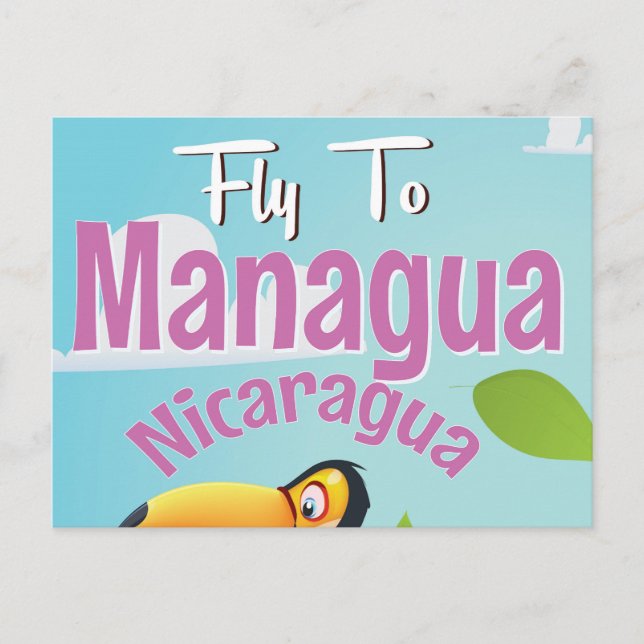 Cartão Postal Manágua, Nicarágua viagens vintage (Frente)