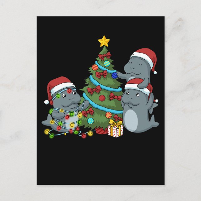 Cartão Postal Manatee Natal Gift Manatee (Frente)