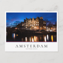 Cartão Postal Manchas de canal de Amsterdã à noite