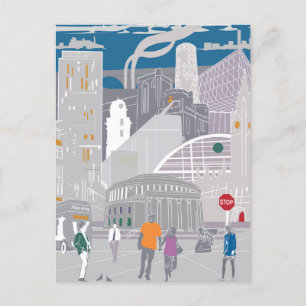 Cartão postal Manchester Illustration Trabalho de