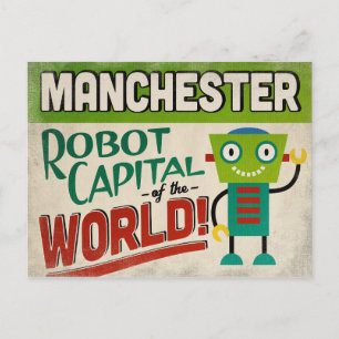 Cartão Postal Manchester New Hampshire Robot - Funny Vintage