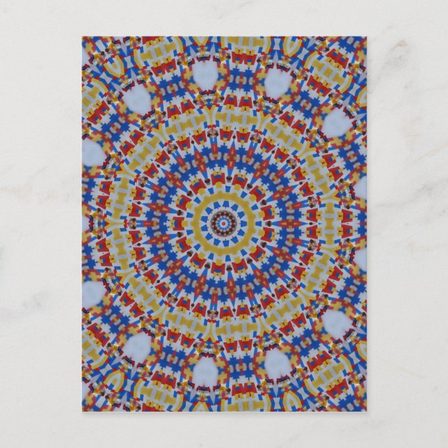 Cartão Postal Mandala amarelo azul (Frente)