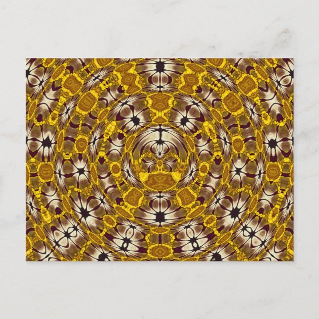 Cartão Postal Mandala Boho Padrão Floral Dourado (Frente)