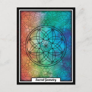 Cartão Postal Mandala Colorida Personalizada e Sagrada Geometria