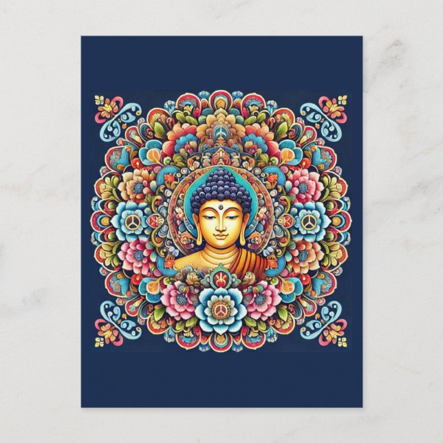 Cartão Postal Mandala com buddha (Frente)