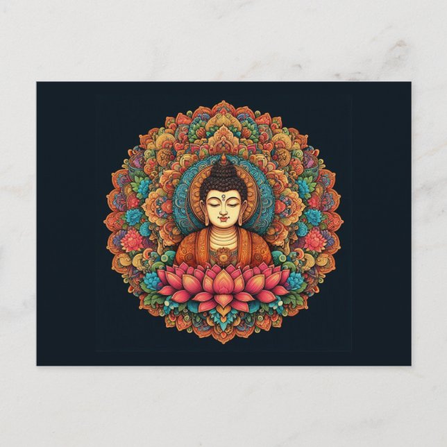 Cartão Postal Mandala com buddha (Frente)