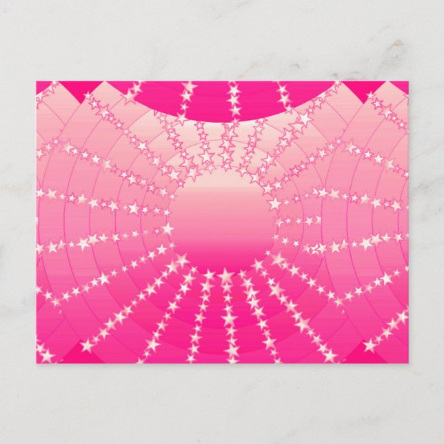 Cartão Postal Mandala com Estrelas - gradiente de cetim rosa e f (Frente)
