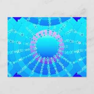 Cartão Postal Mandala com estrelas - gradiente de cetim turquesa