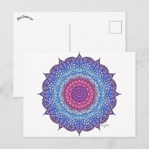 Cartão Postal Mandala de Folha de Flor Roxa