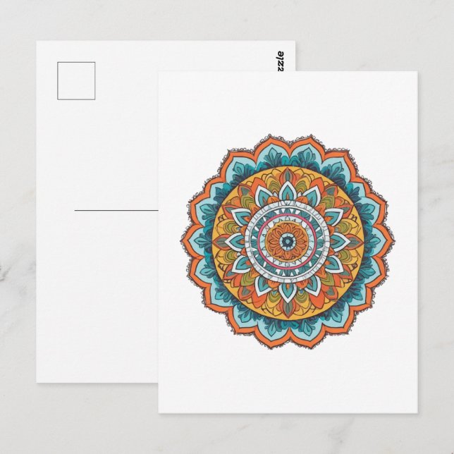 Cartão Postal mandala de várias cores (Frente/Verso)