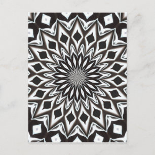 Cartão Postal Mandala Decorativa Preto e Branco