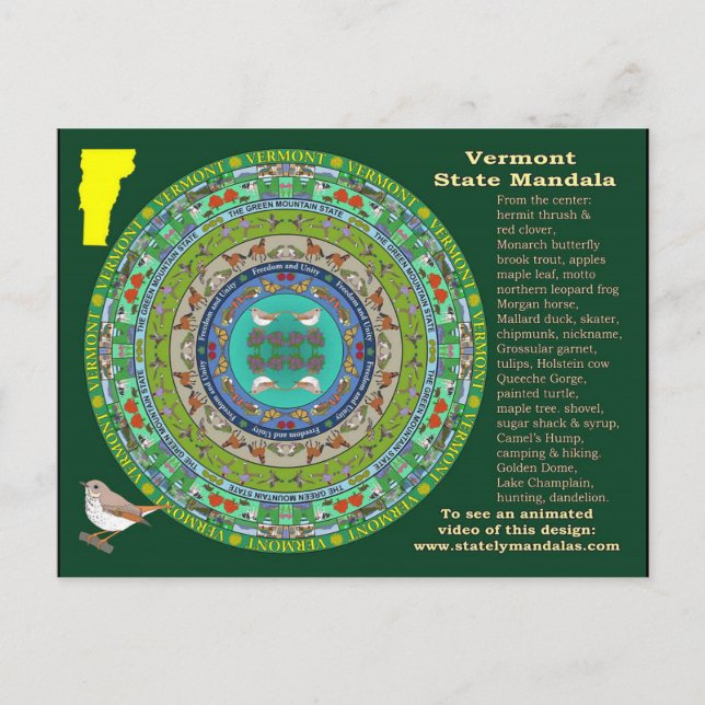 Cartão postal Mandala do Estado Vermont (Frente)