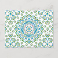 Mandala do Oceano em Azul, Cinza e Branco