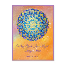 Mandala Dourada Blue Purple Floral Script