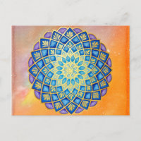 Mandala Dourada Laranja Cor Azul Púrpura Floral