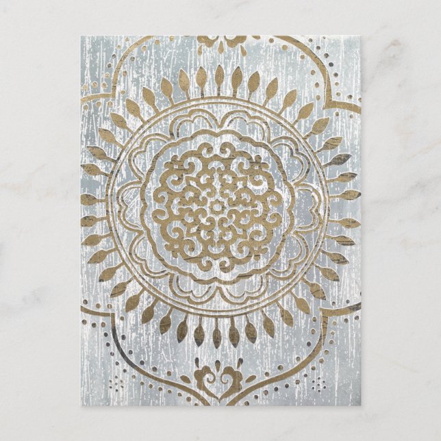 Cartão Postal Mandala Dourado Design (Frente)