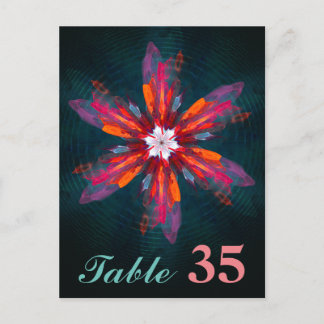 Cartão Postal Mandala Floral Flores Laranja Vermelho Azul Abstra