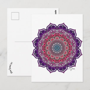 Cartão Postal Mandala Floral Rosa-Roxo
