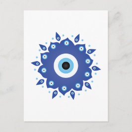 Cartão Postal Mandala Grego Mau Azul Branco