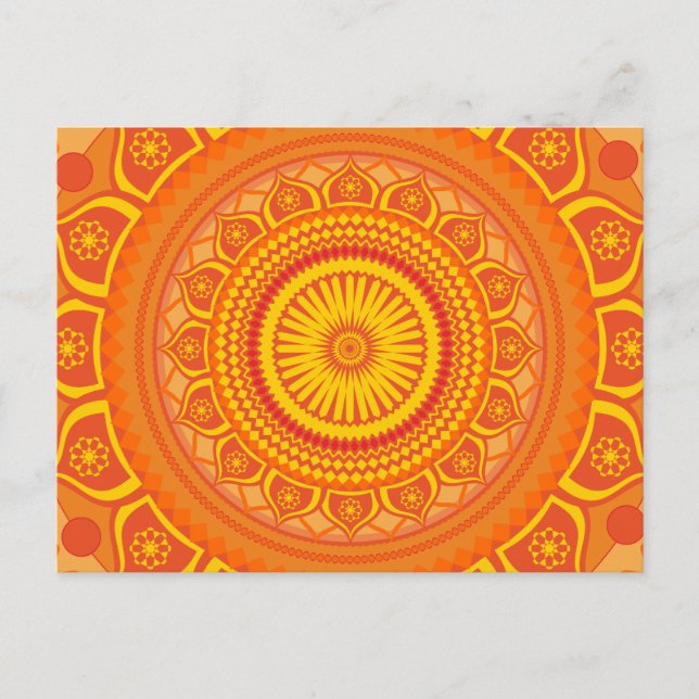 Cartão Postal mandala indiano laranja (Frente)