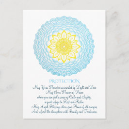 Cartão Postal Mandala Inspiradora de Bênçãos Azul Amarelo