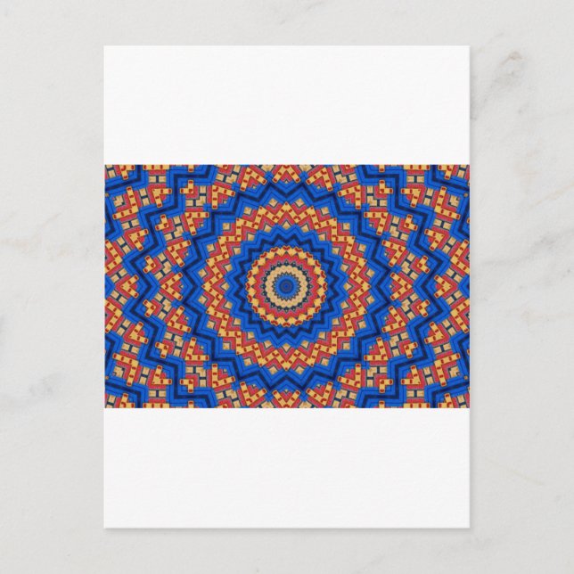 Cartão Postal Mandala laranja azul (Frente)