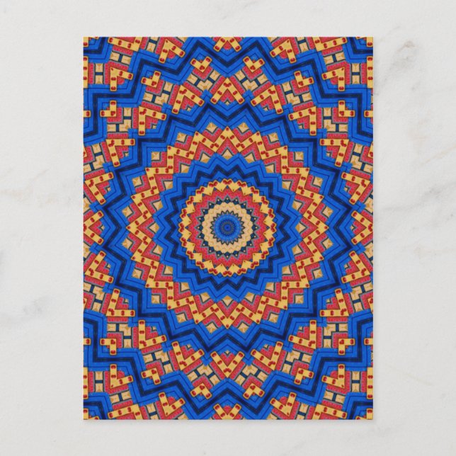 Cartão Postal Mandala laranja azul (Frente)