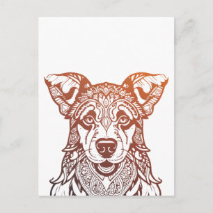 Cartão Postal Mandala Ornamental de Cachorro, Mandala de Cachorr