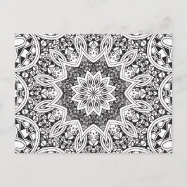 Cartão Postal Mandala Preta e Branca