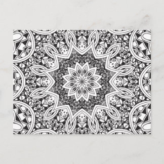 Cartão Postal Mandala Preta e Branca