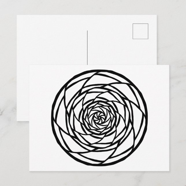 Cartão Postal Mandala Preto Branco Minimal Cor (Frente/Verso)