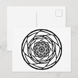 Cartão Postal Mandala Preto Branco Minimal Cor