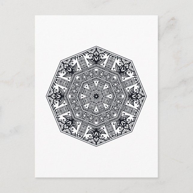 Cartão Postal Mandala Round Ornament (Frente)