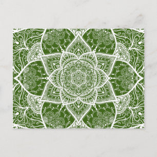 Cartão Postal Mandala Verde e Branca - Loergann em Marsh