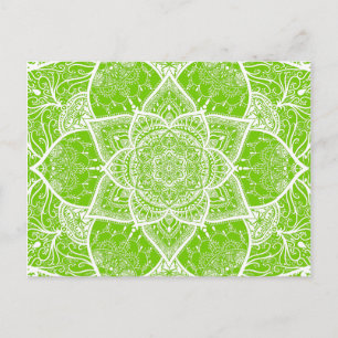 Cartão Postal Mandala Verde e Branco - Loergann em Ginkgo