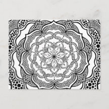 Mandalas Trippy Psicodélico Hippie Preto e Branco