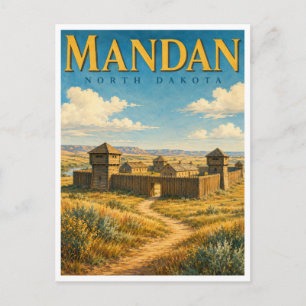 Cartão Postal Mandan Dakota do Norte Fort Abraham GeoSaga