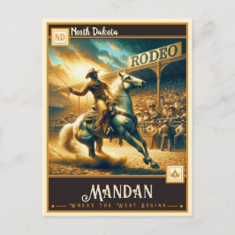 Cartão Postal Mandan, Dakota do Norte | Vintage