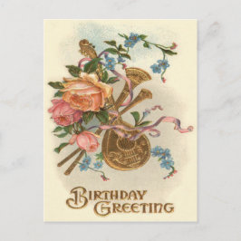 Cartão Postal Mandolin Horns Rosas Esqueça-Me-Não