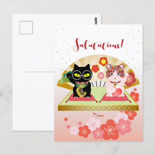 Cartão Postal Maneki Neko Lucky Poiluna
