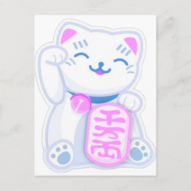 Cartão Postal maneki neko pastel (Frente)