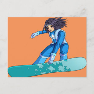 Cartão Postal Manga Snowboarder Girl