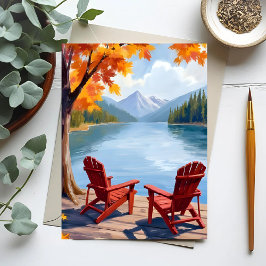 Cartão Postal Manhã à Beira do Lago | Arte de Paisagem Montanhos