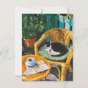 Cartão Postal Manhã de Domingo Preguiçosa Pintura para gatos e