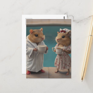 Cartão Postal Manhã de Hamster na Piscina