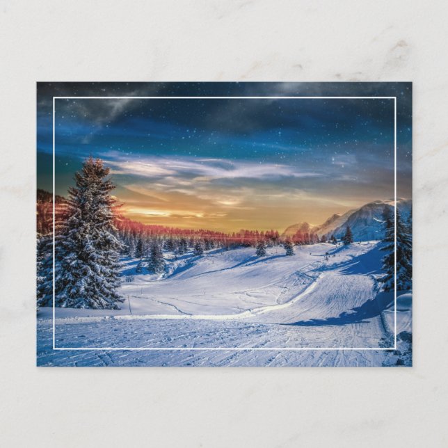 Cartão Postal Manhã de Natal - Esqui (Frente)