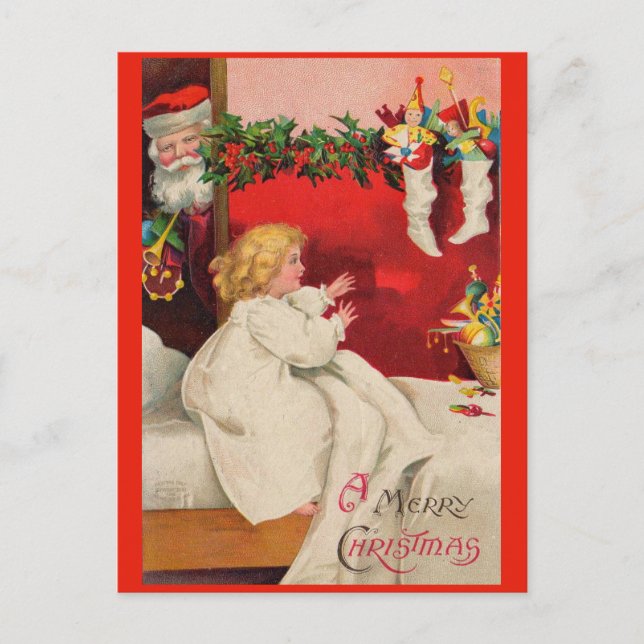 Cartão Postal Manhã de Natal vitoriana Um Feliz Natal (Frente)